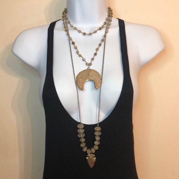 Curated bundle 2 festival boho dress up layered look necklaces statement artisan - Picture 3 of 8